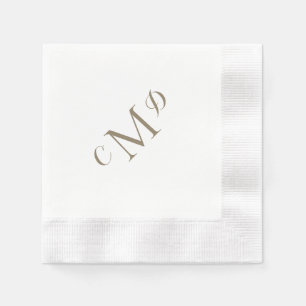 Wedding Gold Mixed Monogram White Coined Cocktail Napkins