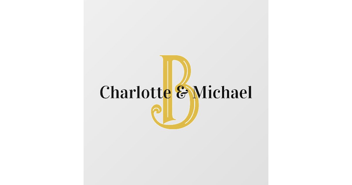 Wedding Gold Monogram Elegant Script Names Floor Decals | Zazzle