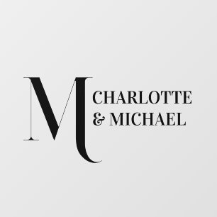 Wedding Gold Monogram Elegant Script Names Floor Decals