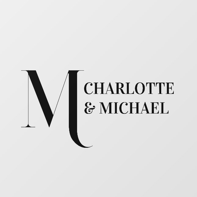 Wedding Gold Monogram Elegant Script Names Floor Decals (Front)