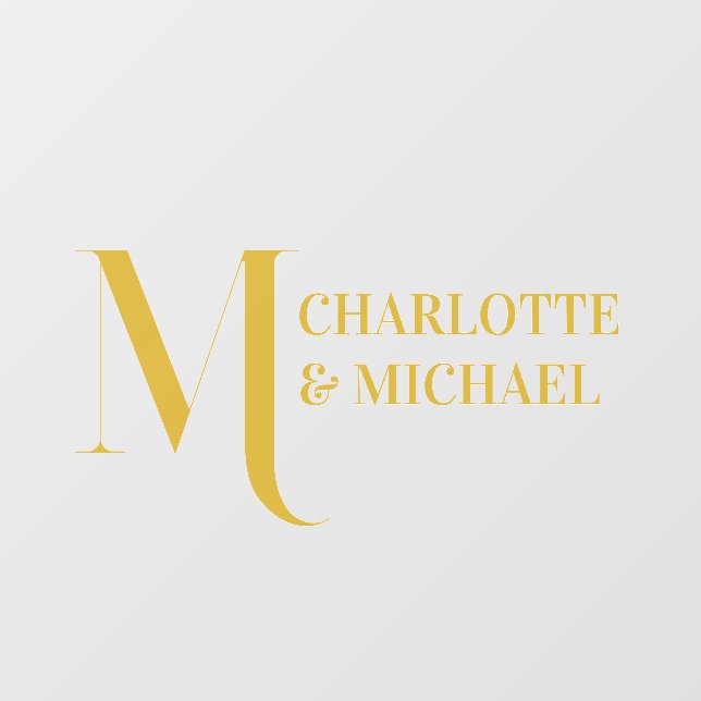 Wedding Gold Monogram Elegant Script Names Floor Decals (Front)