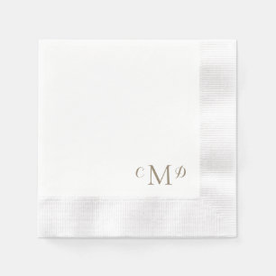 Wedding Gold Monogram White Coined Elegant Napkins