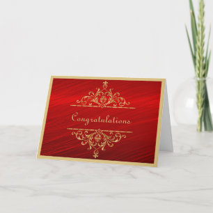 Wedding Gold Red Congratulations Card