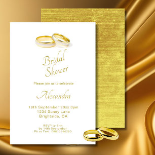 Wedding Gold Rings Elegant Bridal Shower Invitation