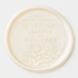 Wedding Gold Rose Black Wax Seal Sticker