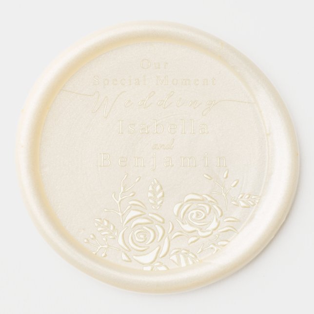 Wedding Gold Rose Black Wax Seal Sticker (Front)