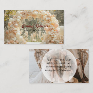 Wedding gold, silver and white balloons business card