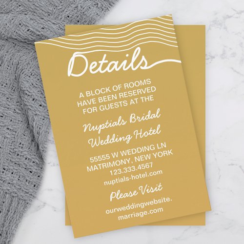 Wedding Gold White Wavy Lines Elegant Minimalist Enclosure Card