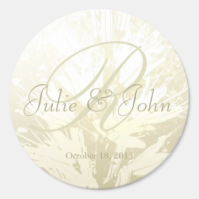 Wedding Golden Flowers Monogram - Sticker 2 (Front)