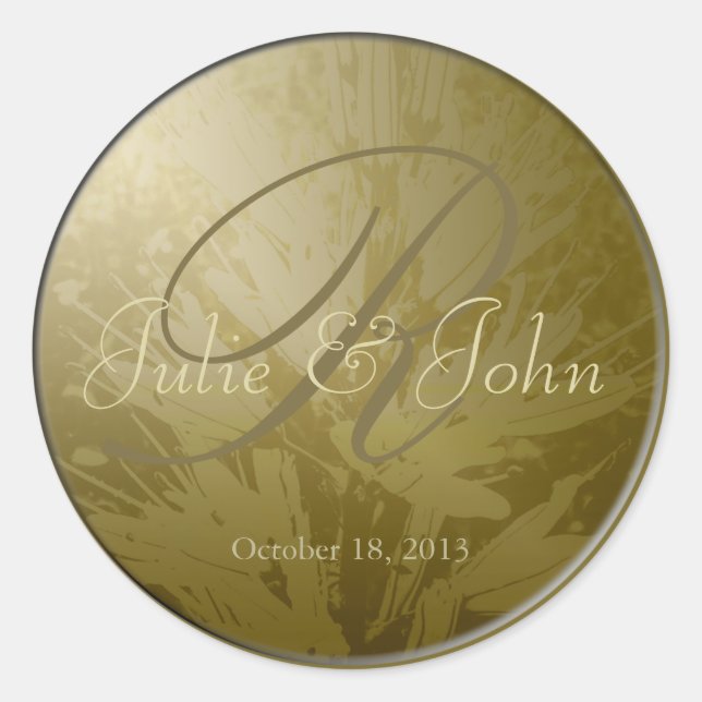 Wedding Golden Flowers Monogram - Sticker 3 (Front)