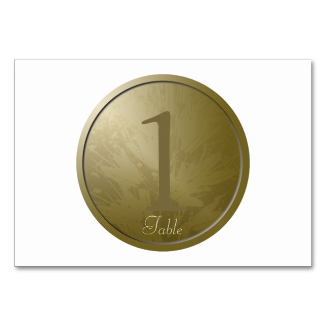 Wedding Golden Flowers Personalized Table Card 1 (Front)