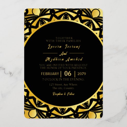 Wedding Golden Luxury Invitation Card Gold Foil