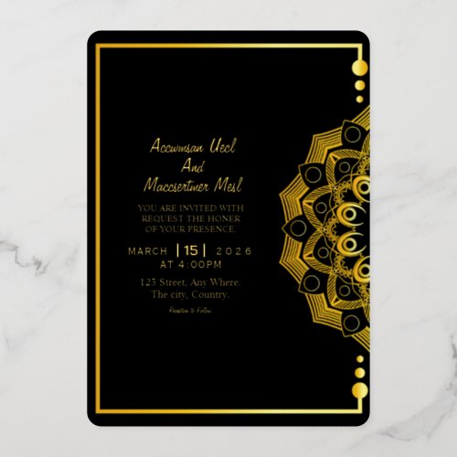 Wedding Golden Luxury Invitation Card Gold Foil