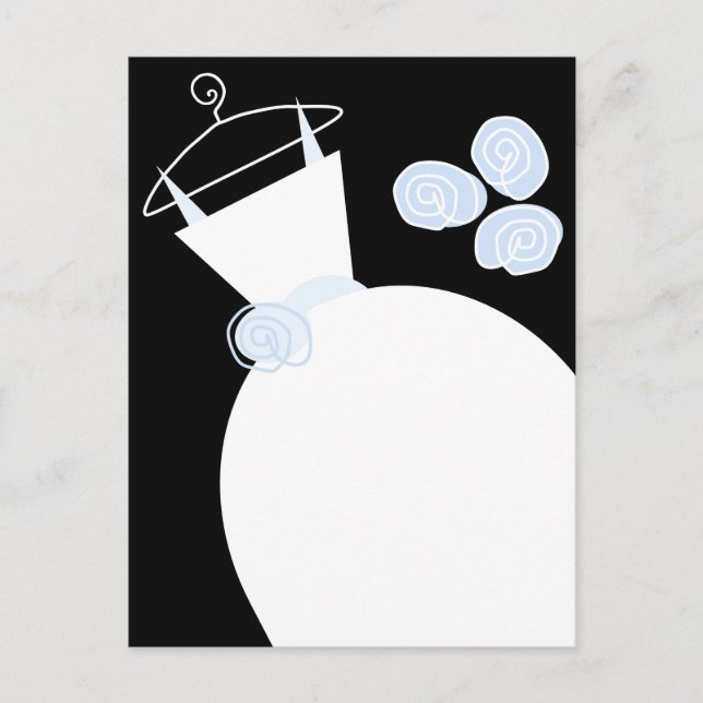 Wedding Gown Blue black pastel postcard (Front)