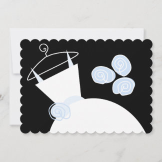 Wedding Gown Blue bridal shower black pastel Invitation