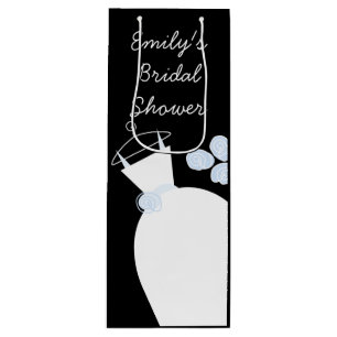 Wedding Gown Blue Bridal Shower black wine Gift Bag