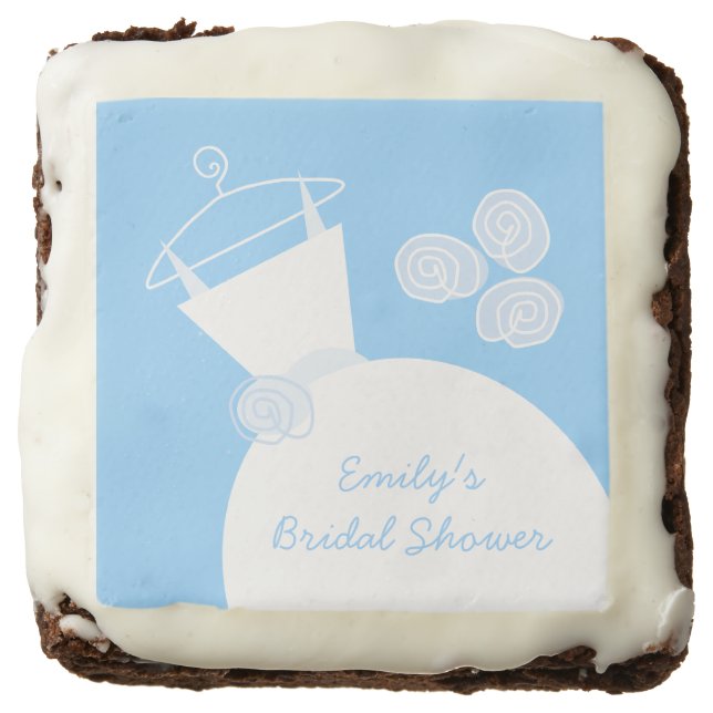 Wedding Gown Blue 'Bridal Shower' brownies (Front)
