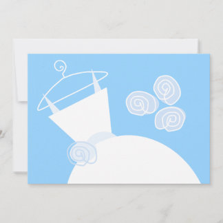 Wedding Gown Blue bridal shower horizontal white Invitation