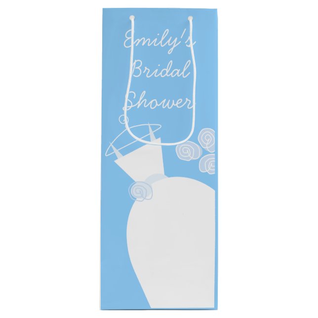 Wedding Gown Blue Bridal Shower wine Gift Bag (Front)