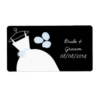 Wedding Gown Blue 'Bride Groom' black horizontal Label