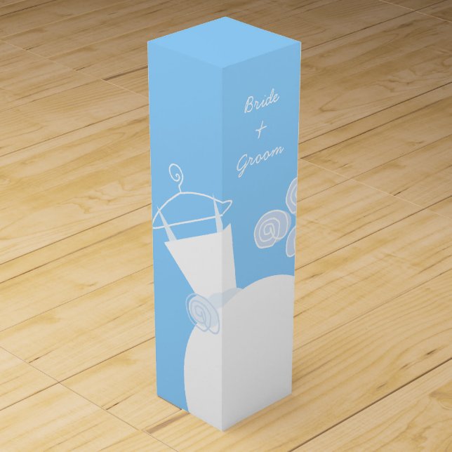 Wedding Gown Blue Bride Groom  wine box (Front)