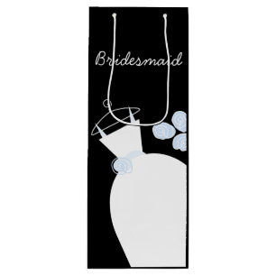 Wedding Gown Blue Bridesmaid black wine Gift Bag