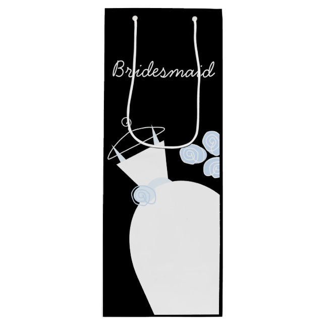 Wedding Gown Blue Bridesmaid black wine Gift Bag (Front)