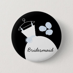 Wedding Gown Blue 'Bridesmaid' button black