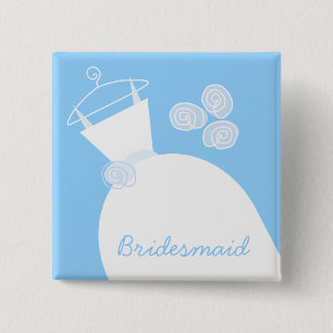 Wedding Gown Blue 'Bridesmaid' square Button