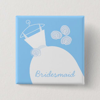 Wedding Gown Blue 'Bridesmaid' square Button