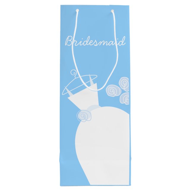 Wedding Gown Blue Bridesmaid wine Gift Bag (Back)