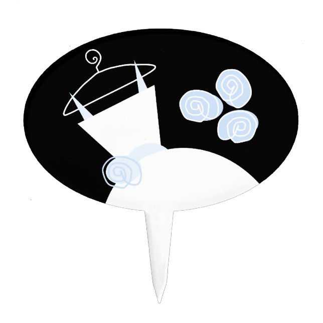 Wedding Gown Blue cake topper black (Front)