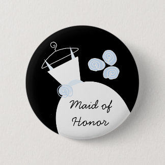 Wedding Gown Blue 'Maid of Honor' button black