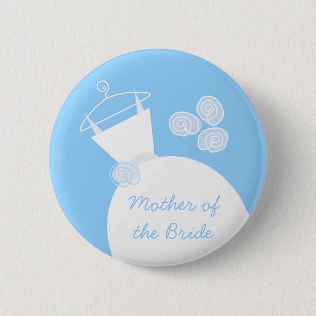 Wedding Gown Blue 'Mother of the Bride' Button (Front)