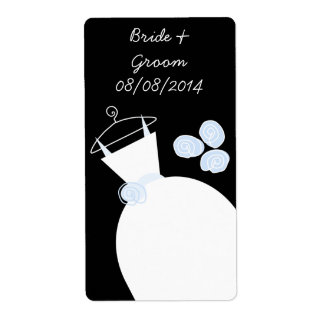 Wedding Gown Blue 'Names and Date' label black