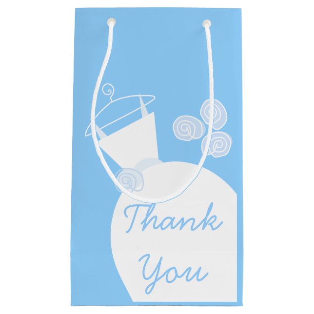 Wedding Gown Blue Thank You small Small Gift Bag (Front)