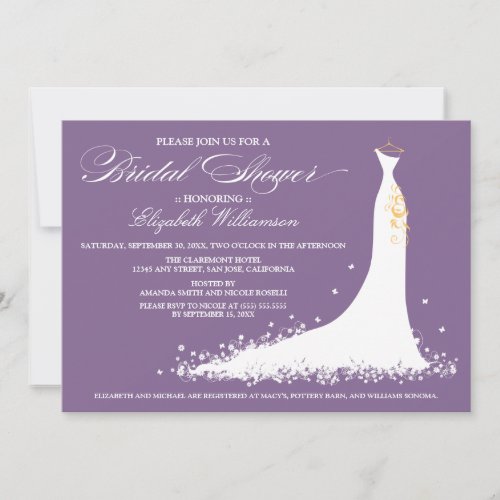 Wedding Gown Bridal Party Invitation (purple)