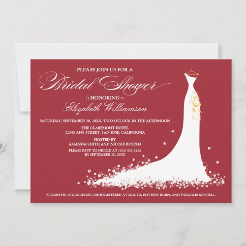 Wedding Gown Bridal Party Invitation (red)