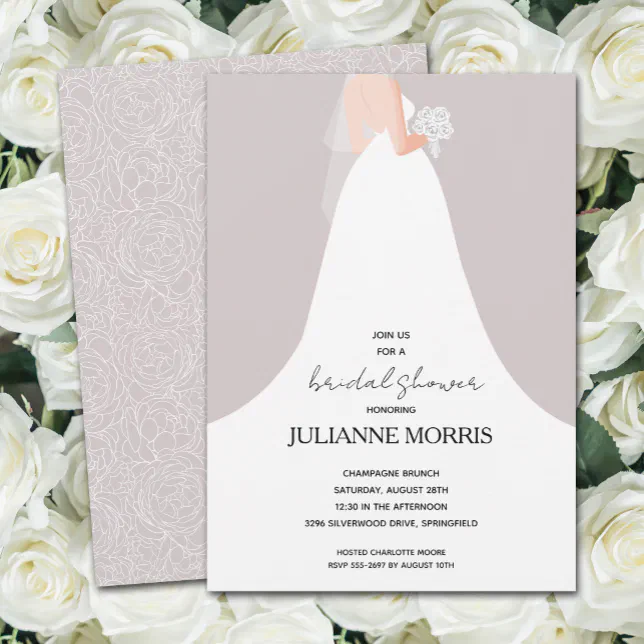 Wedding Gown Bridal Shower Invitation Zazzle