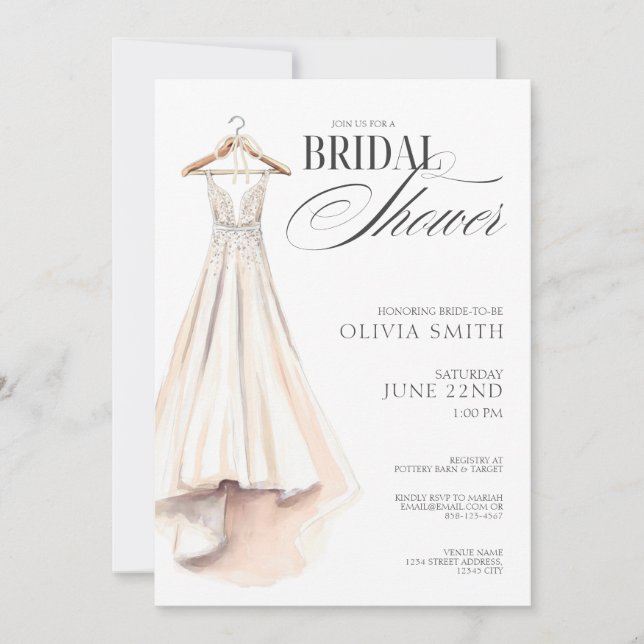 Wedding Gown Bridal Shower Invitation (Front)