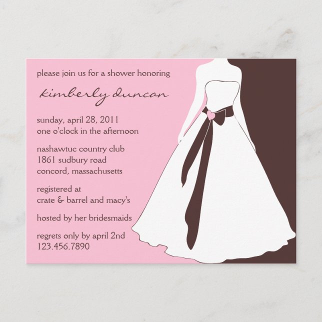 Wedding Gown Bridal Shower Invite (Front)