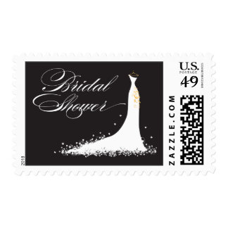 Wedding Gown Bridal Shower Stamp (black)