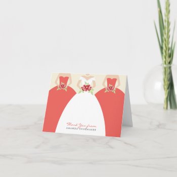 Wedding Gown Bridal Shower Thank You Card (coral) by TheWeddingShoppe at Zazzle