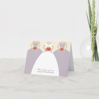 Wedding Gown Bridal Shower Thank You Card (lilac)