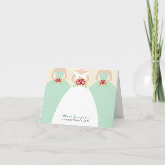 Wedding Gown Bridal Shower Thank You Card (mint)