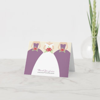 Wedding Gown Bridal Shower Thank You Card (purple)