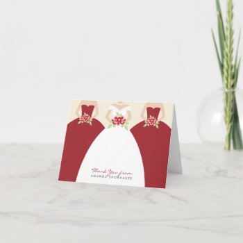 Wedding Gown Bridal Shower Thank You Card (red) by TheWeddingShoppe at Zazzle