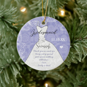 Wedding Gown Bridesmaid Butterfly Choose Color Ceramic Ornament