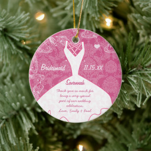 Wedding Gown Bridesmaid Choose Background Color Ceramic Ornament