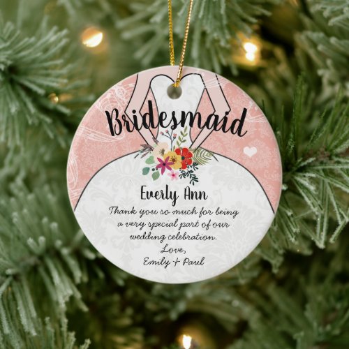 Wedding Gown Bridesmaid Wedding_ You Choose Color Ceramic Ornament